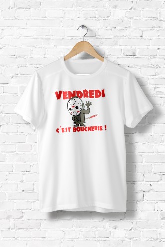 Le Tee Shirt Vendredi C Est Boucherie Horreur Couteau Humour Noir