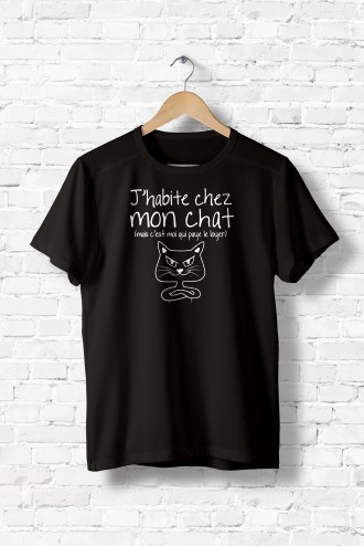 Accessoires J Habite Chez Mon Chat Animaux Humour Chat Enfants Fle