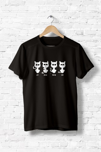 Tee Shirt Femme Un Deux Trois Cat Chat Animaux Enfants Humour Fun